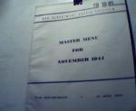 SB-10-95 Master Menu Meals for  November 1944