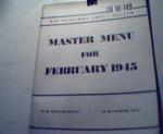SB10-149 Master Menu Meals for February 1945
