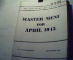 SB10-183 Master Menu Meals for April 1945