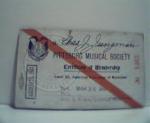 Pittsburg Musical Society Mem Card 1907!