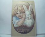 Easter Greetings Girl and White Rabbit!