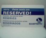 Occupied Seat Card from Eastern Air Lines
