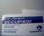 Eastern Air Lines Occupied Seat Card!