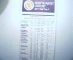 Northwest Airlines Timetable from Pittsburgh