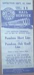 Pacific Electric Rail Service Pasadena Time Table 1943