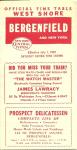 BERGENFIELD,W.SHORE Offic.Time Table July, 1952