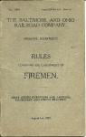 B & 0 Railroad Rules For Employ of Firemen Aug., 1922