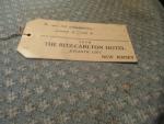 Ritz-Carlton Hotel, New Jersey 1937 Luggage Tag
