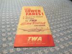 TWA Airlines 1950's Promotional Literature Foldout