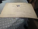 Washington, Pa. High School 1926 Varsity Certificate